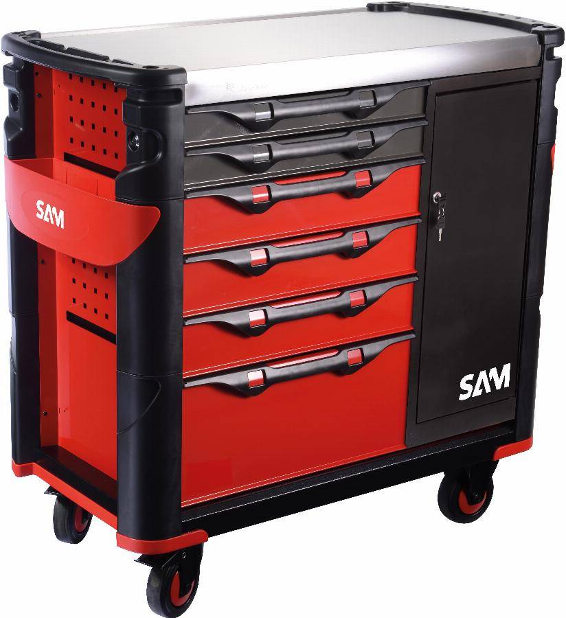Servante extra large XXL 6 tiroirs SAM OUTILLAGE avec armoire et plateau inox - 416-AXE