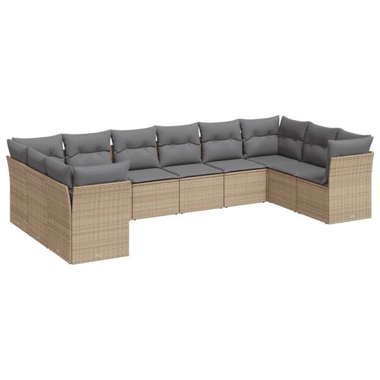 Salon de jardin 10 places beige en résine tressée avec rangement intégré Coussins Gris Clair – ComfortXL Outdoor Living - Image 2