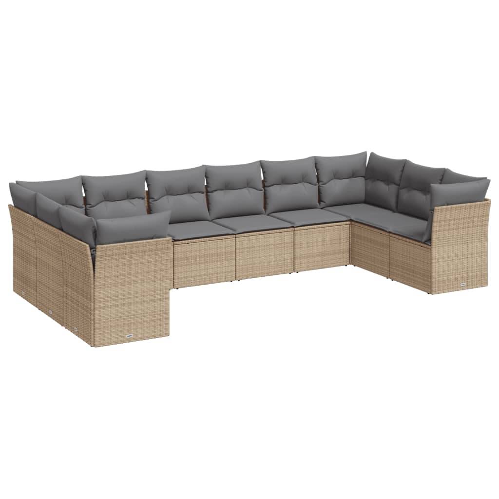 Salon de jardin 10 places beige en résine tressée avec rangement intégré Coussins Gris Clair – ComfortXL Outdoor Living - Image 2