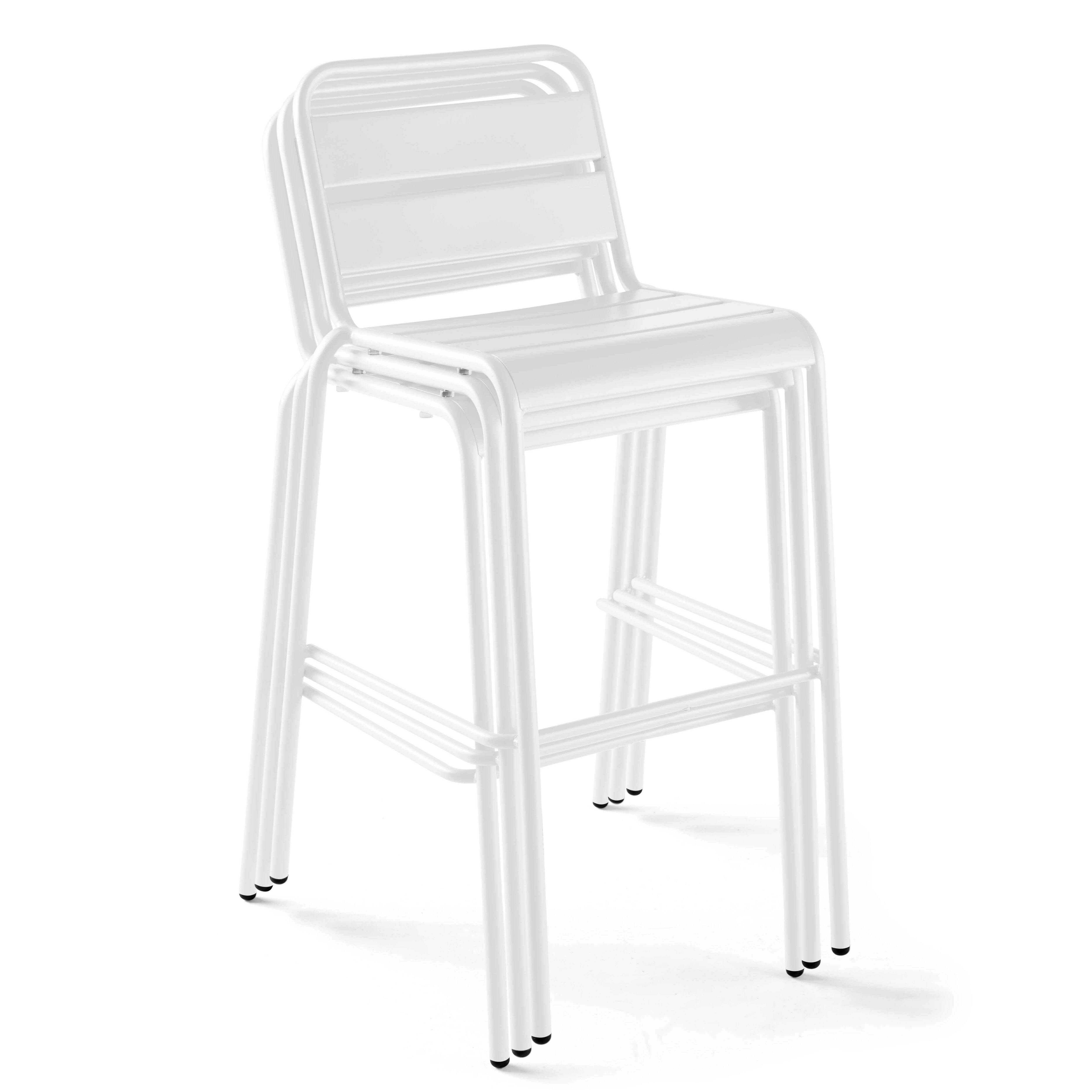 Oviala - Chaise de bar haute en métal blanc Palavas - Oviala - Imagen 2