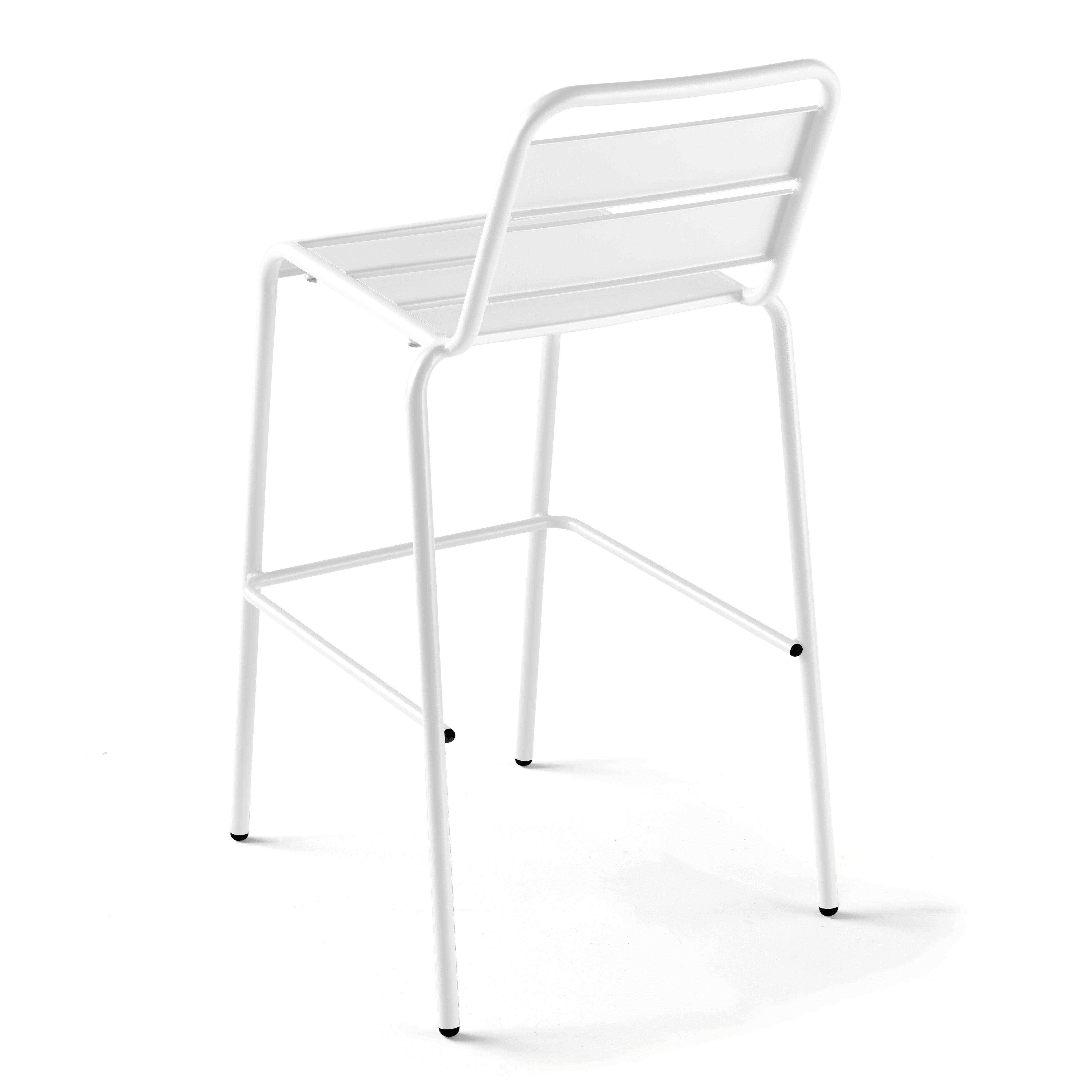 Oviala - Chaise de bar haute en métal blanc Palavas - Oviala - Imagen 3