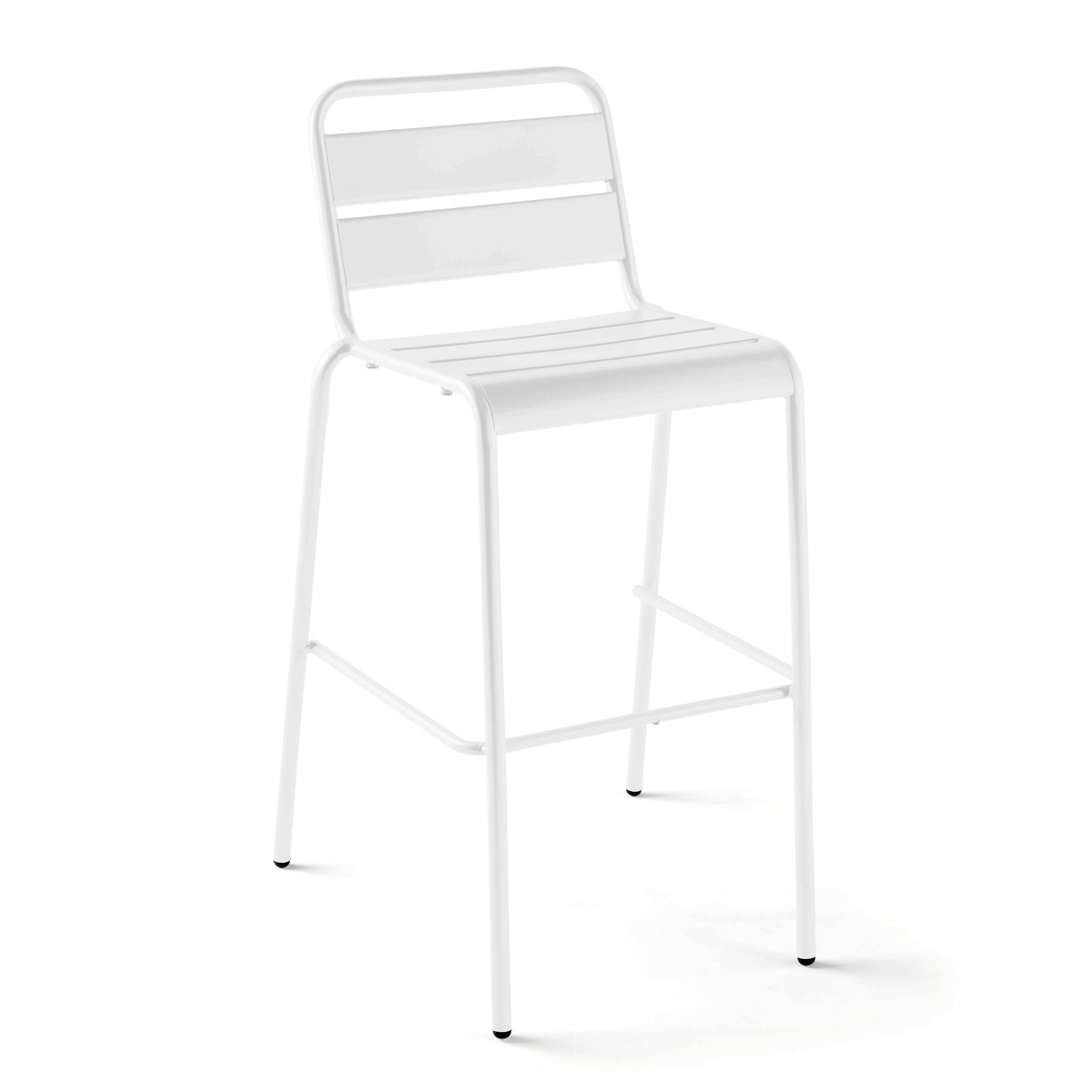 Oviala - Chaise de bar haute en métal blanc Palavas - Oviala - Imagen 1