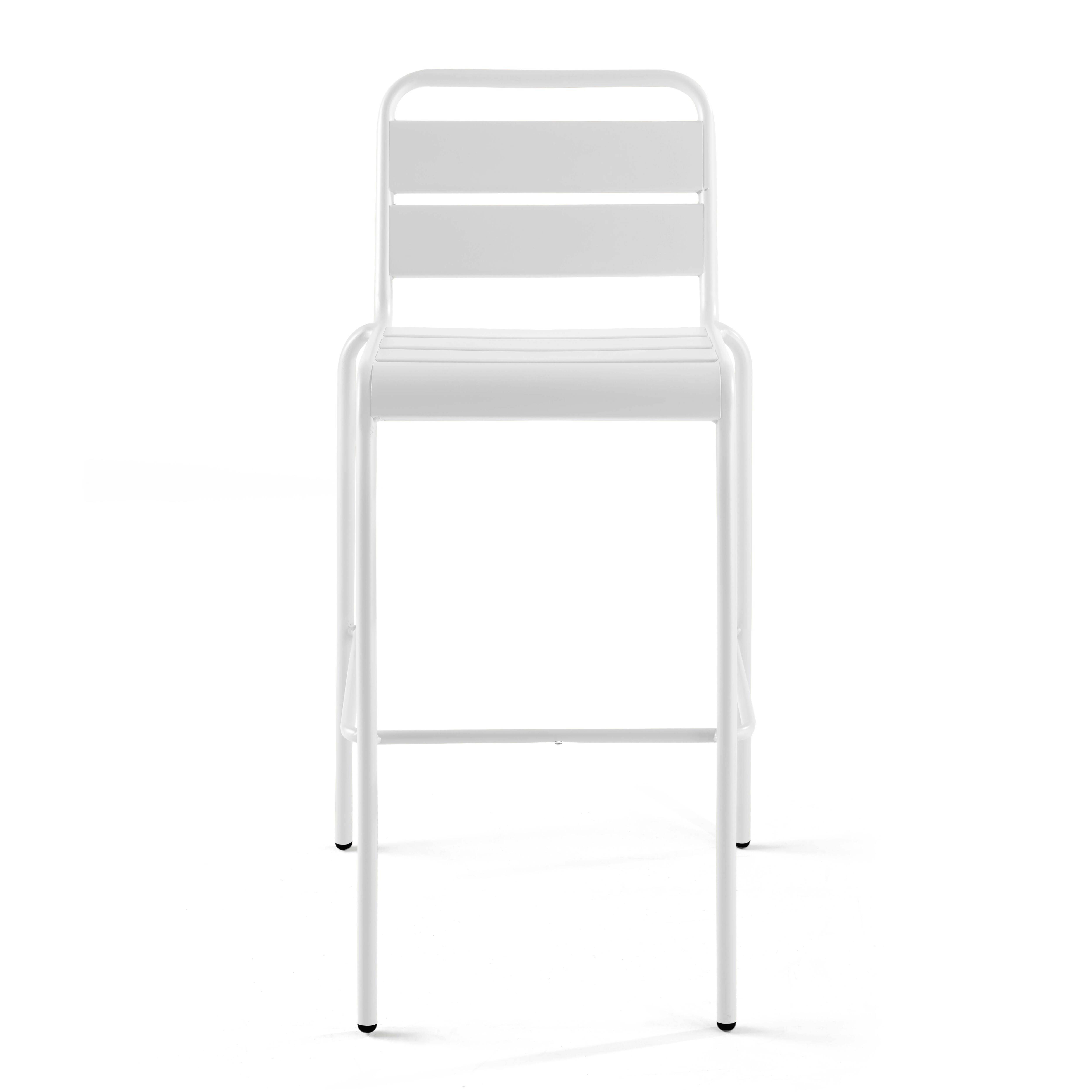 Oviala - Chaise de bar haute en métal blanc Palavas - Oviala - Imagen 5