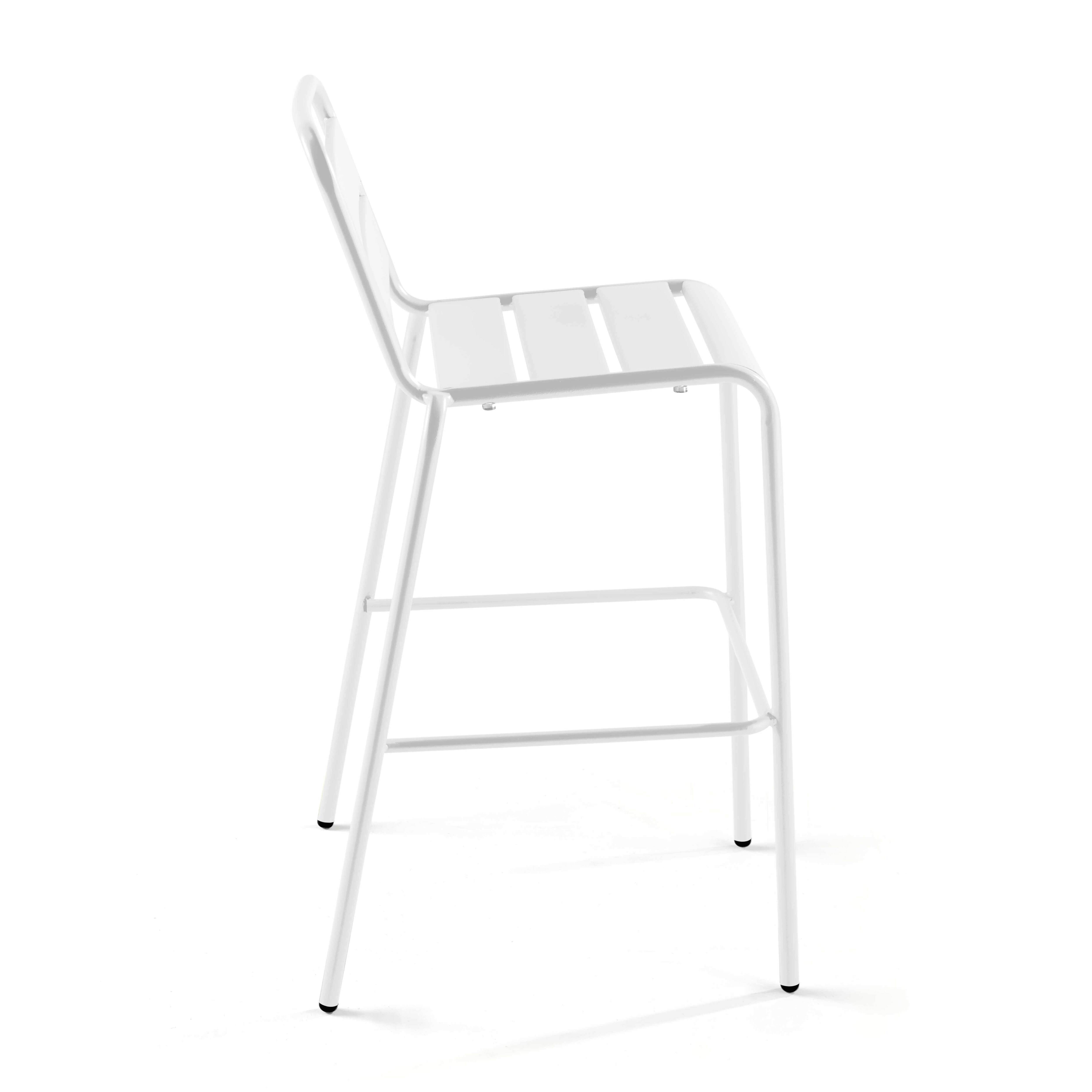 Oviala - Chaise de bar haute en métal blanc Palavas - Oviala - Imagen 4