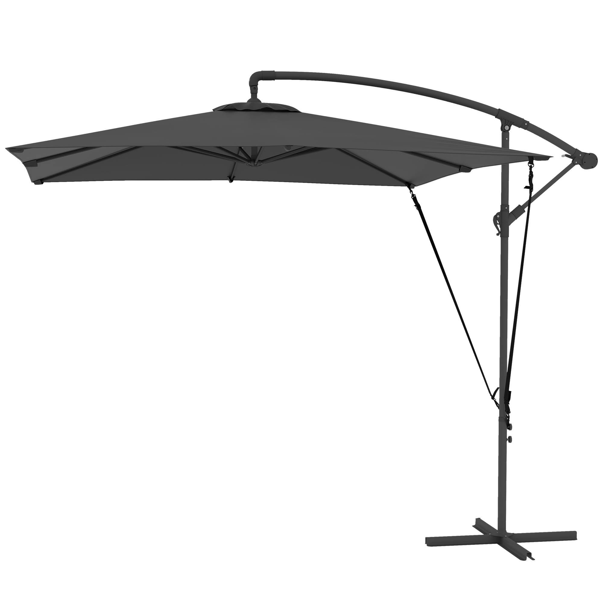 Parasol déporté parasol de jardin Toile ajustable 8 baleines - 247x247x256cm Métal Gris foncé fr325 - Image 2