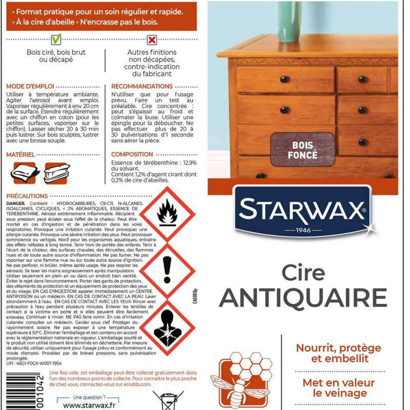 Cire Antiquaire Bois Clair Aérosol Rénove Et Protège Le Bois Clair - Générique - Image 5