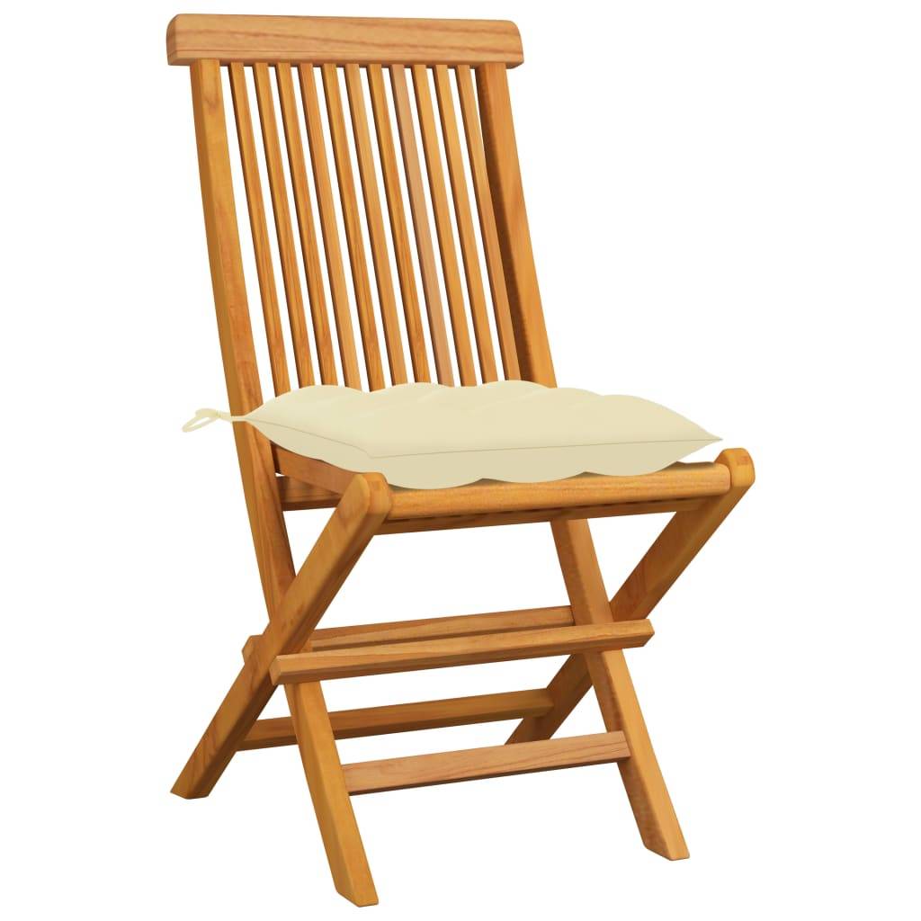 Vidaxl - Chaises pliantes avec coussins blanc crème, 4 pièces, en bois de teck massif vidaXL 3062585 - Imagen 2