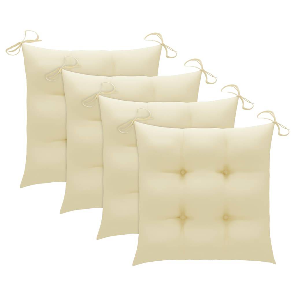 Vidaxl - Chaises pliantes avec coussins blanc crème, 4 pièces, en bois de teck massif vidaXL 3062585 - Imagen 7
