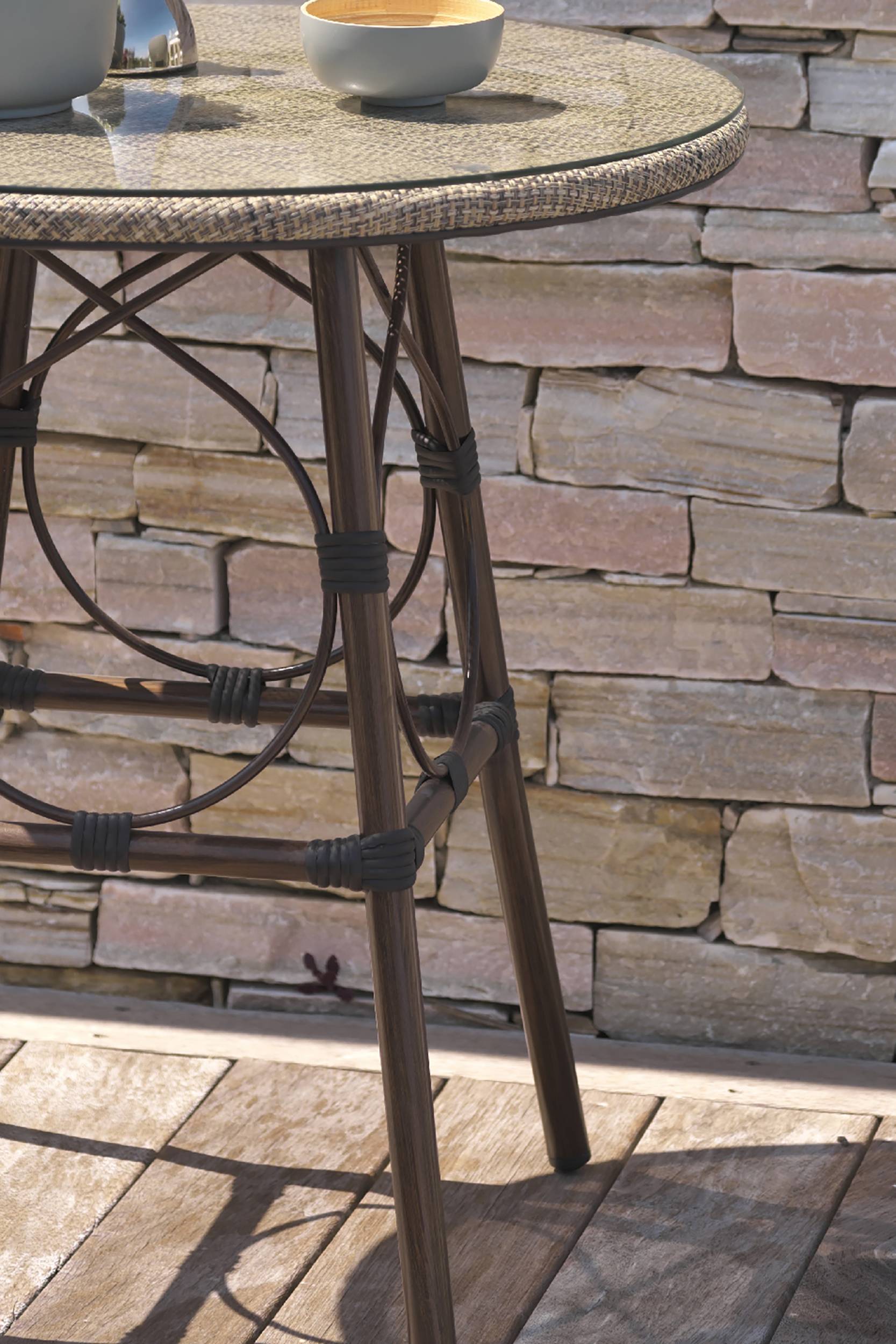 Dcb Garden - Table de jardin ronde en aluminium - Marron - USHUAIA - Imagen 4