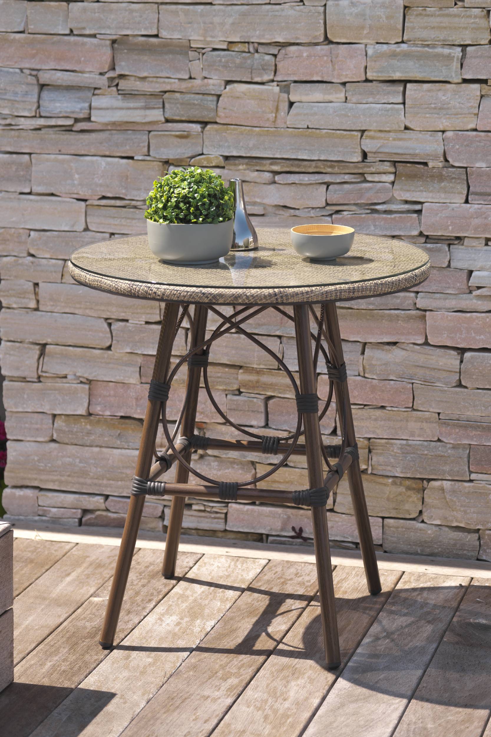 Dcb Garden - Table de jardin ronde en aluminium - Marron - USHUAIA - Imagen 1