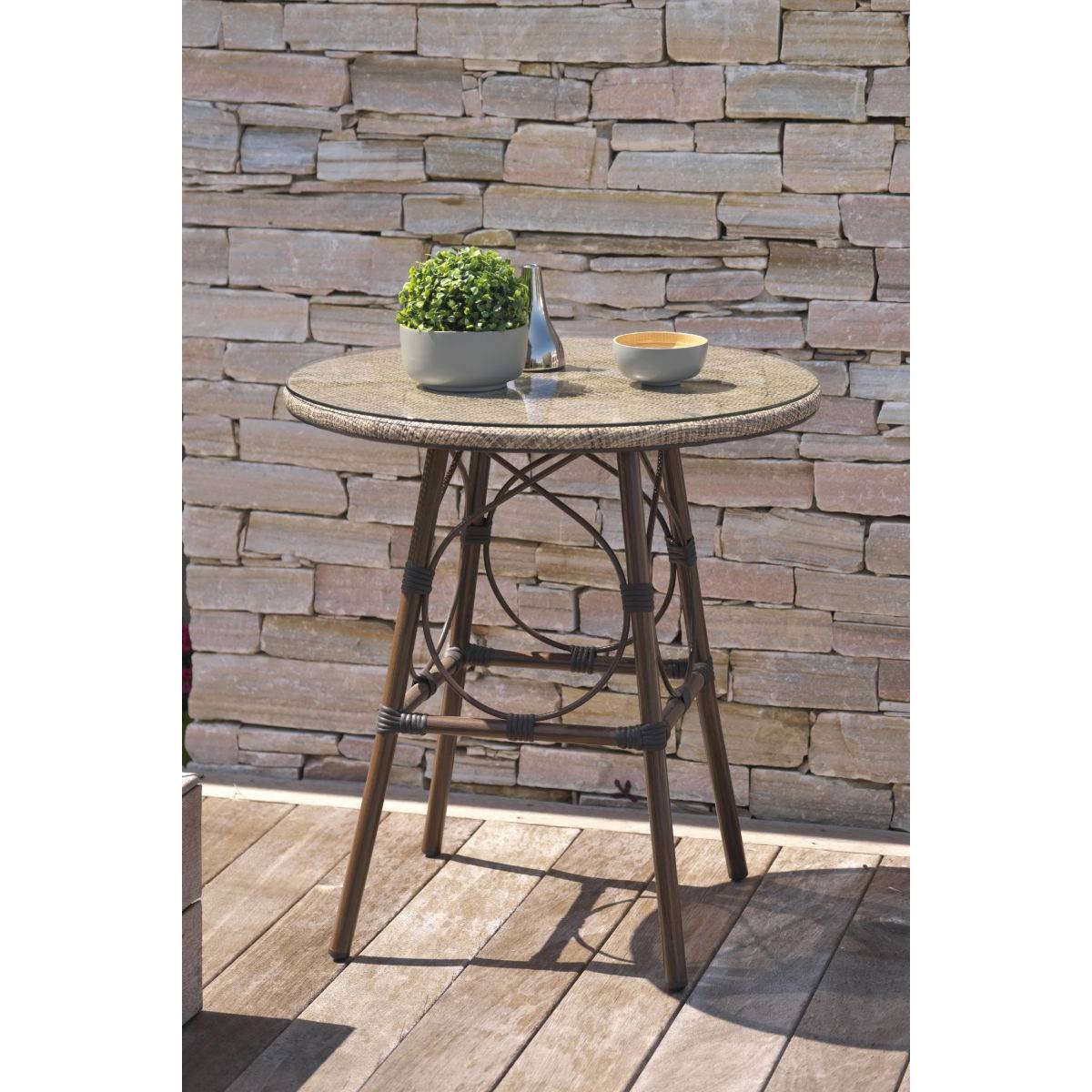 Dcb Garden - Table de jardin ronde en aluminium - Marron - USHUAIA - Imagen 6