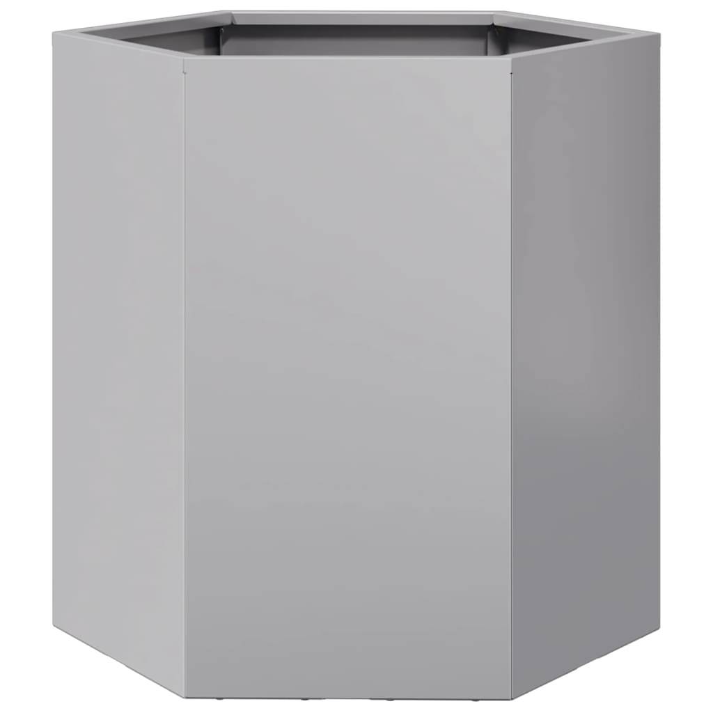 Jardinière hexagonale acier galvanisé gris 46 x 40 x 45 cm - PANGIVO - Image 2