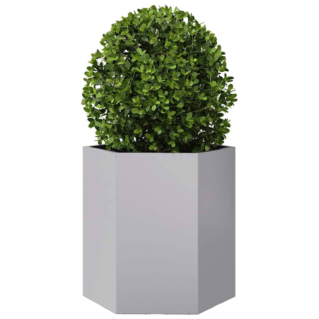 Jardinière hexagonale acier galvanisé gris 46 x 40 x 45 cm - PANGIVO - Image 3