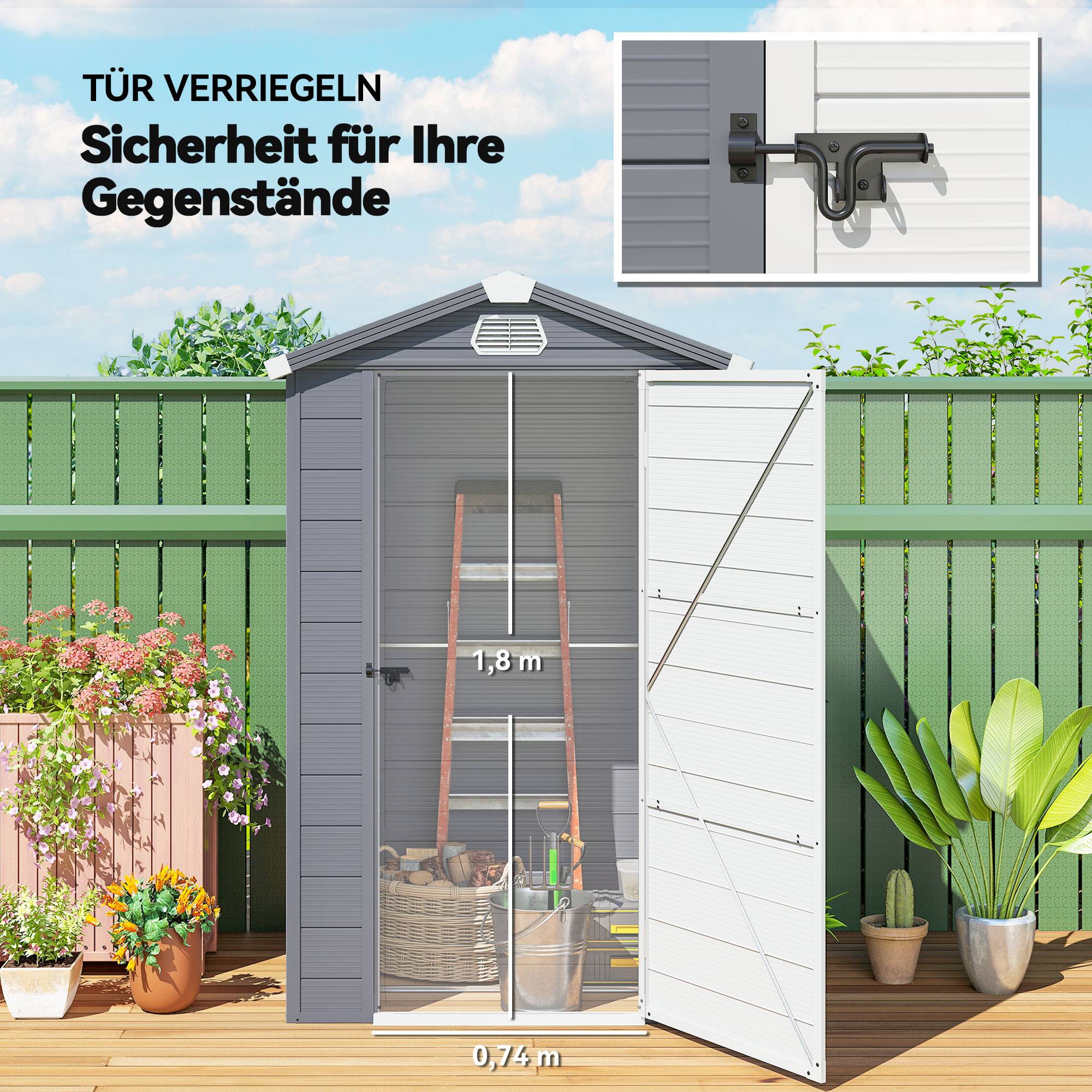 Abri 1,1m² jardin toit double pente 133x102x180/208cm - Image 9