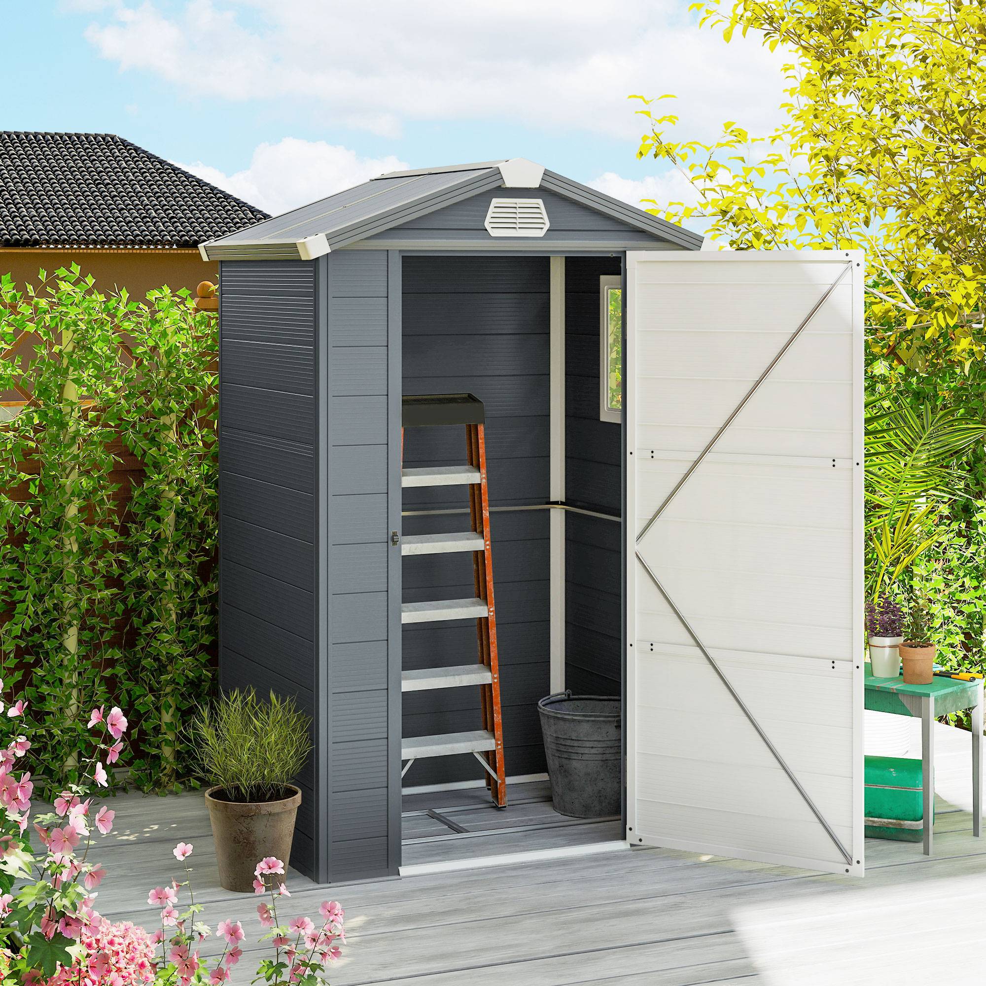 Abri 1,1m² jardin toit double pente 133x102x180/208cm - Image 3