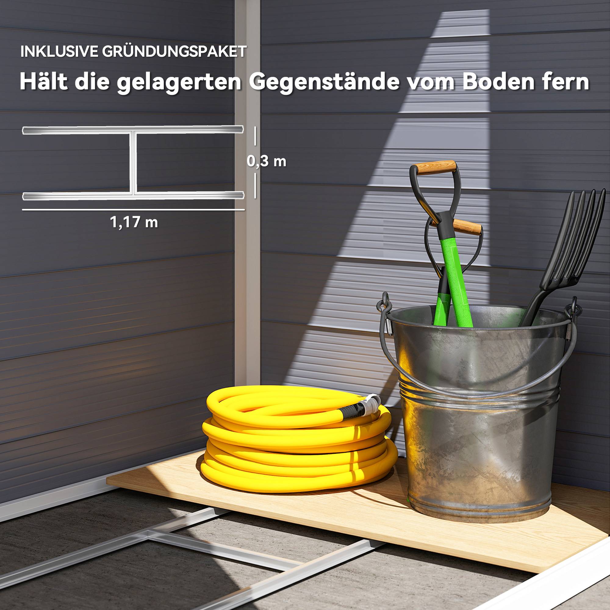 Abri 1,1m² jardin toit double pente 133x102x180/208cm - Image 8