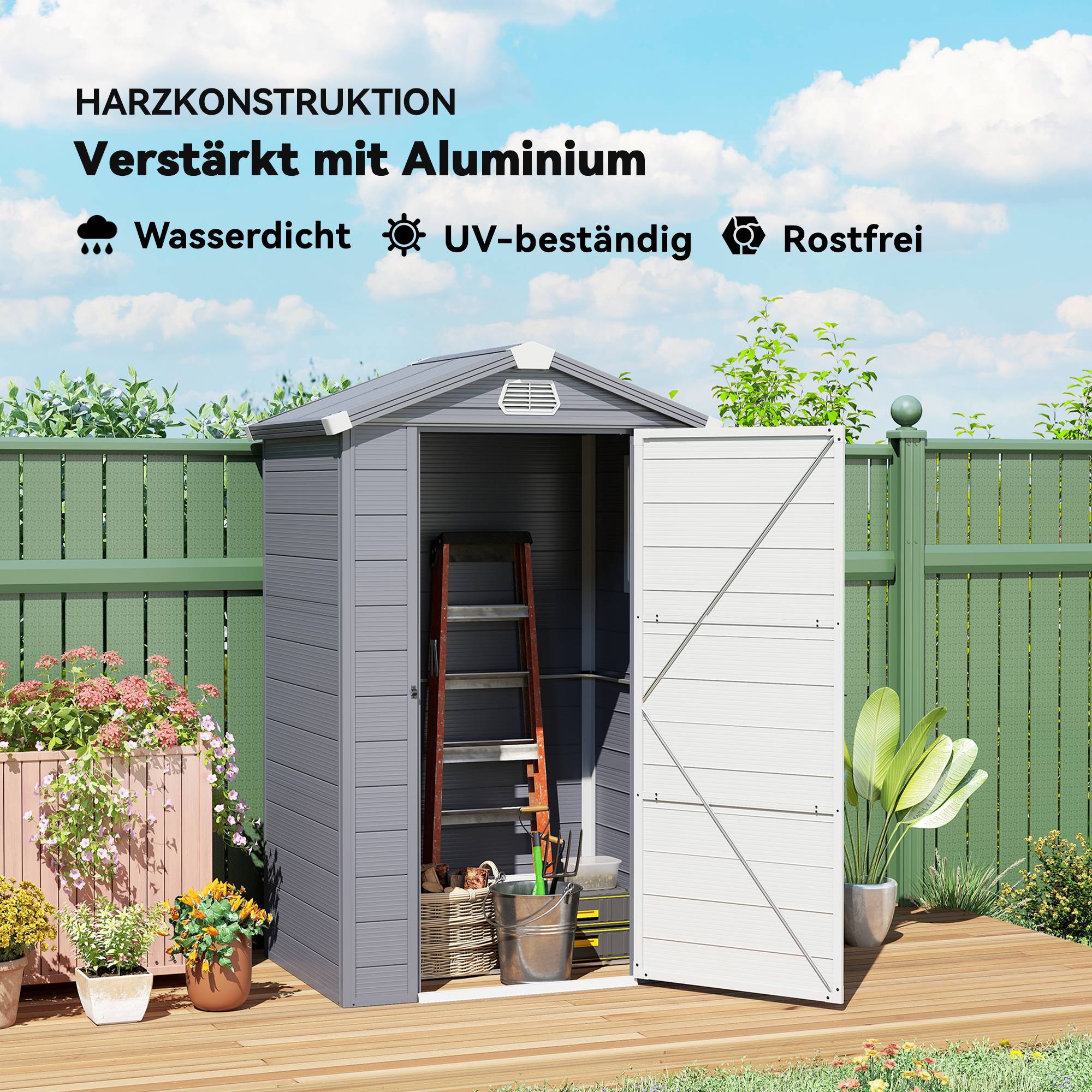 Abri 1,1m² jardin toit double pente 133x102x180/208cm - Image 6
