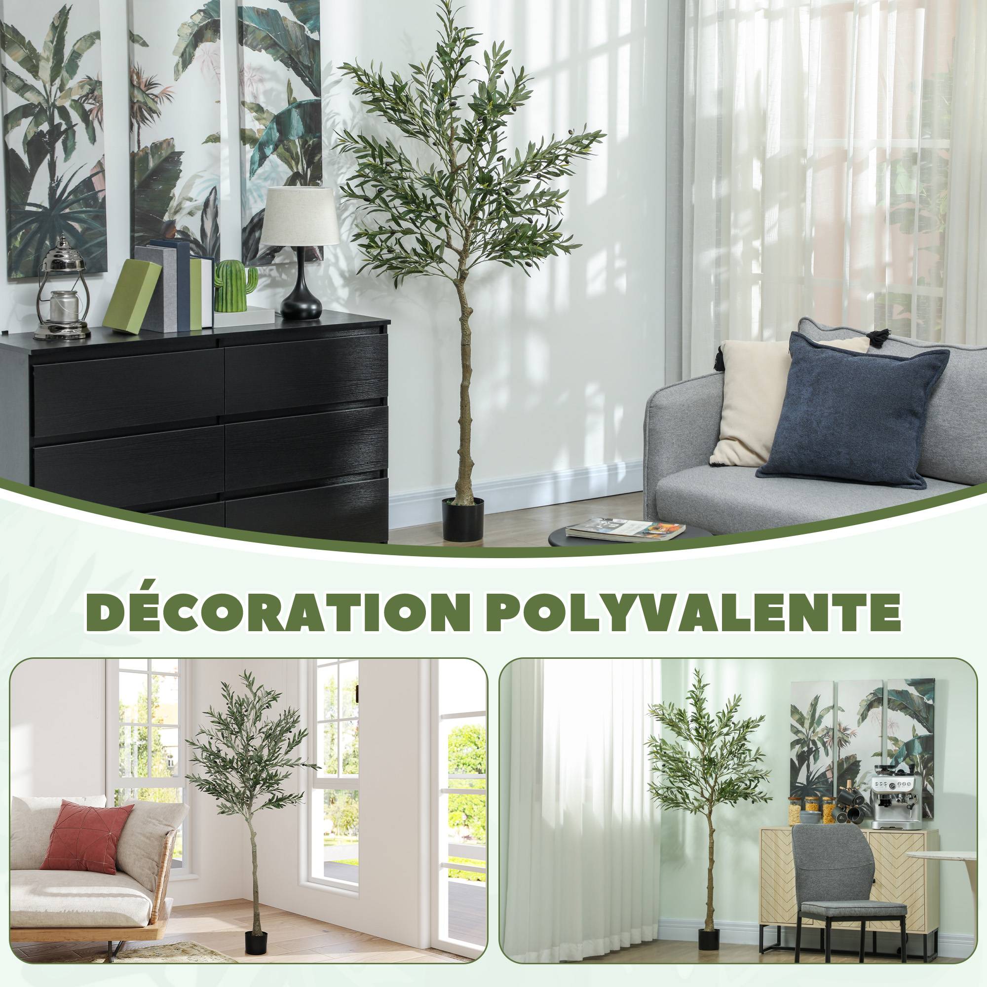 Olivier artificiel 180 cm plante artificielle intérieur, décoration pour maison, bureau, salon, chambre - Image 10