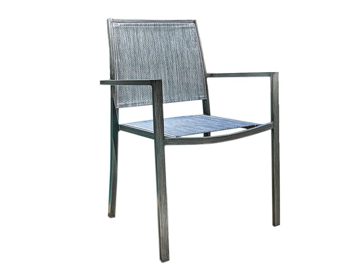 Lot de 2 Fauteuils de jardin en aluminium et textilène empilable aspect teck gris SANTORIN - Jardiline - Imagen 3