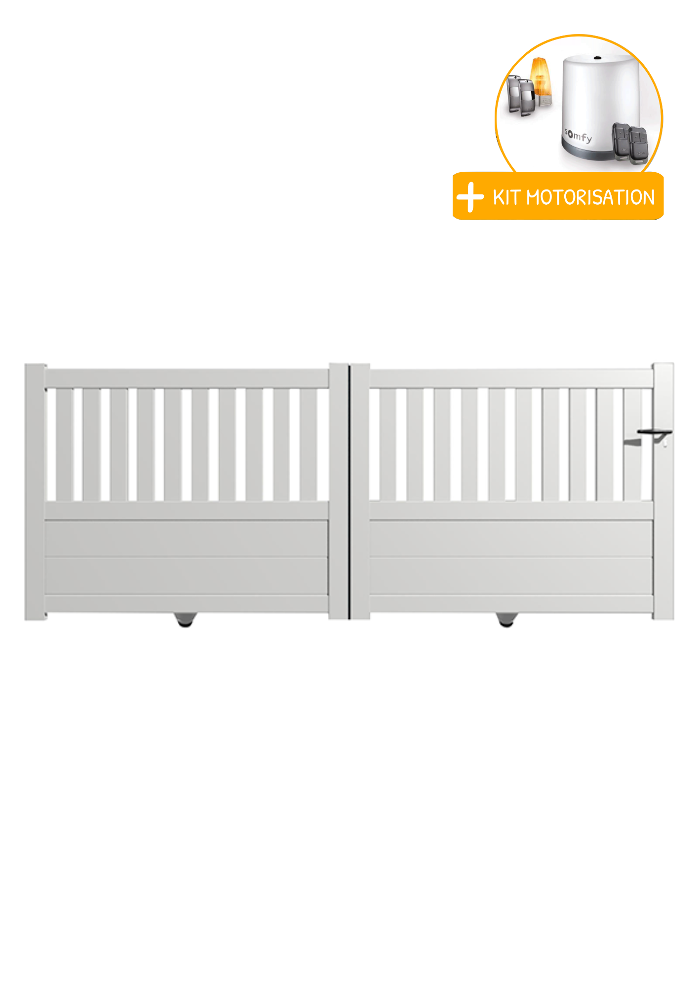 Portail Packit - Portail alu coulissant semi-ajouré en kit +MOT dim. L.3000 (entre piliers) X H.1300 mm  Blanc (RAL 9010)