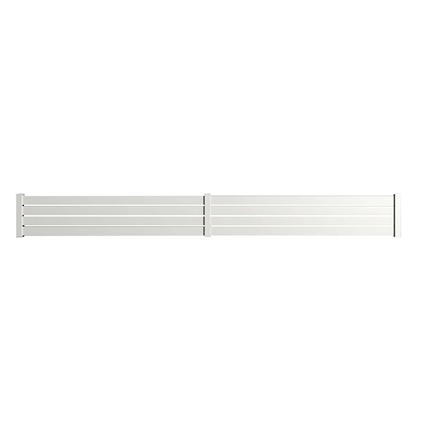 Portail Packit - Clôture alu 4 lames modèle ajouré en kit - 2 éléments dim. L4154 mm (poteaux compris) x H455 mm  Blanc RAL 9010