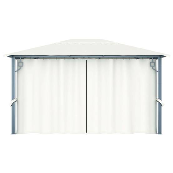 Tonnelle aluminium crème 400 x 300 x 270 cm avec rideaux - PANGIVO - Image 6
