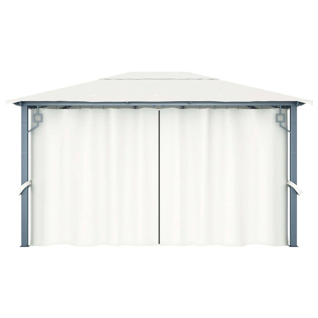 Tonnelle aluminium crème 400 x 300 x 270 cm avec rideaux - PANGIVO - Image 6
