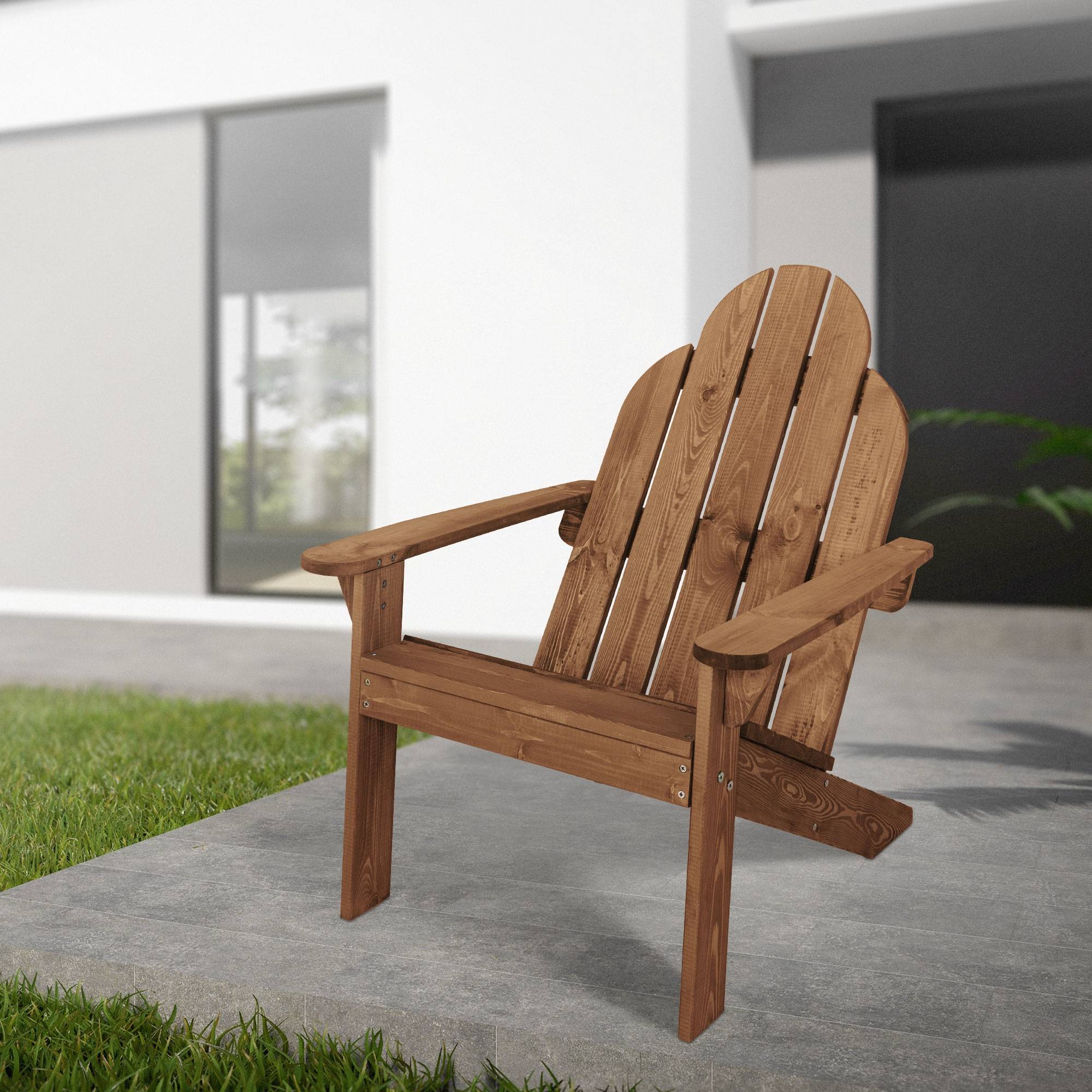 Ml-Design - 2x Fauteuil de jardin  bois massif marron Adirondack avec dossier et accoudoirs - Imagen 1
