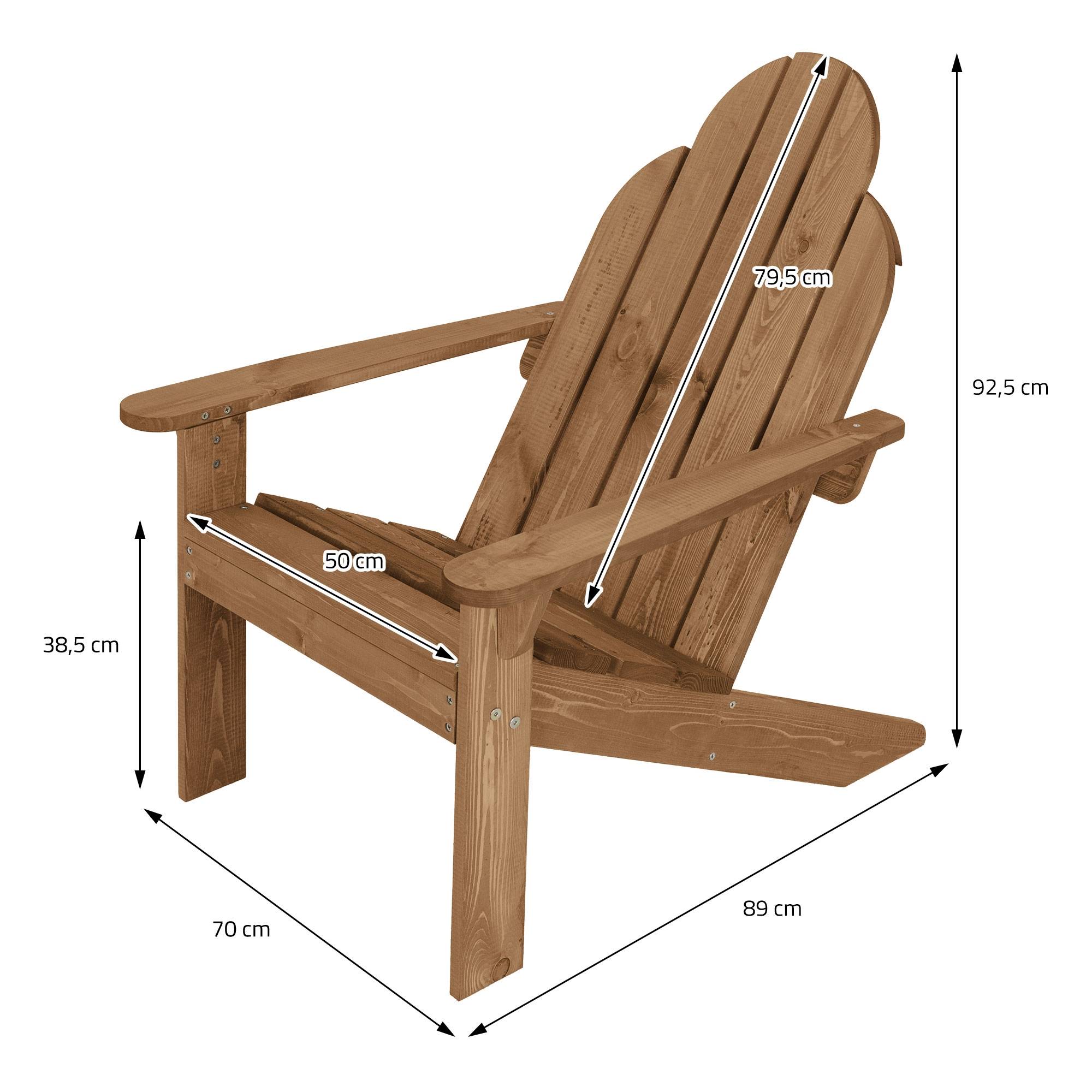 Ml-Design - 2x Fauteuil de jardin  bois massif marron Adirondack avec dossier et accoudoirs - Imagen 6