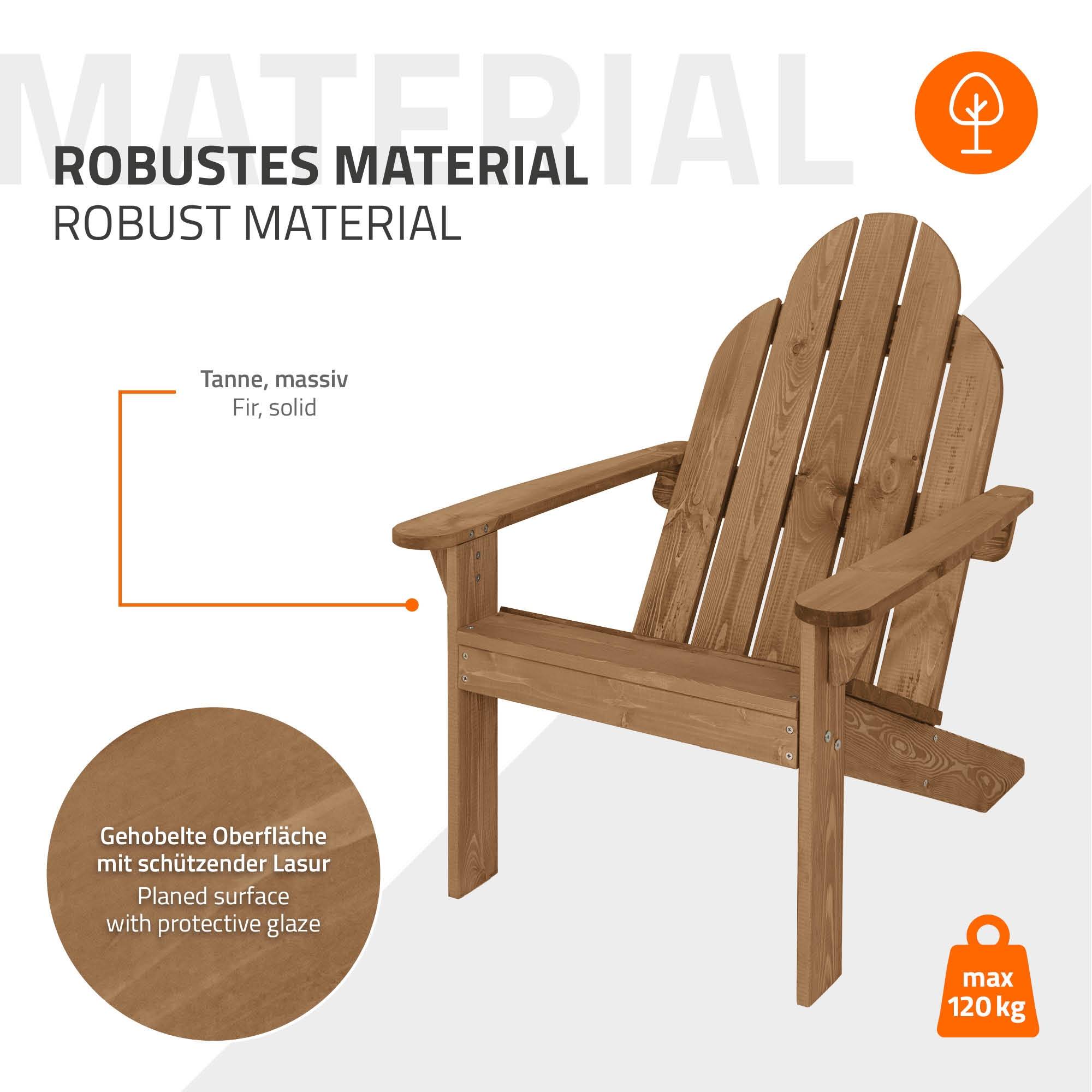 Ml-Design - 2x Fauteuil de jardin  bois massif marron Adirondack avec dossier et accoudoirs - Imagen 5