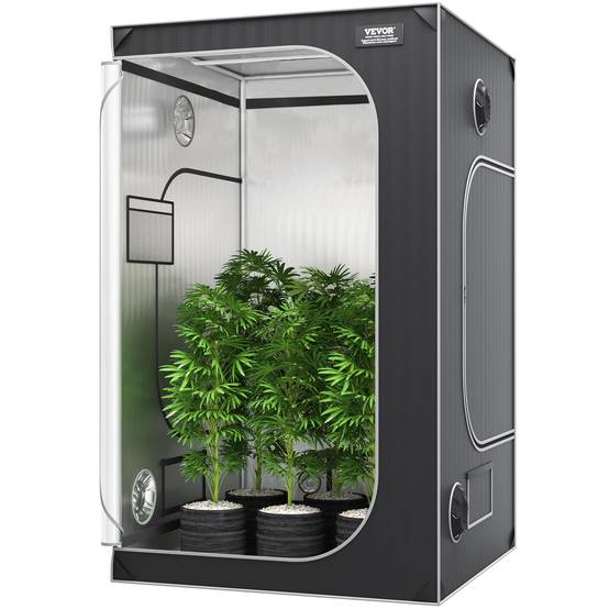 VEVOR Tente de culture 122x122x203cm, Mylar 2000D réfléchissante, fenêtre, plateau, pour intérieur. - Image 1