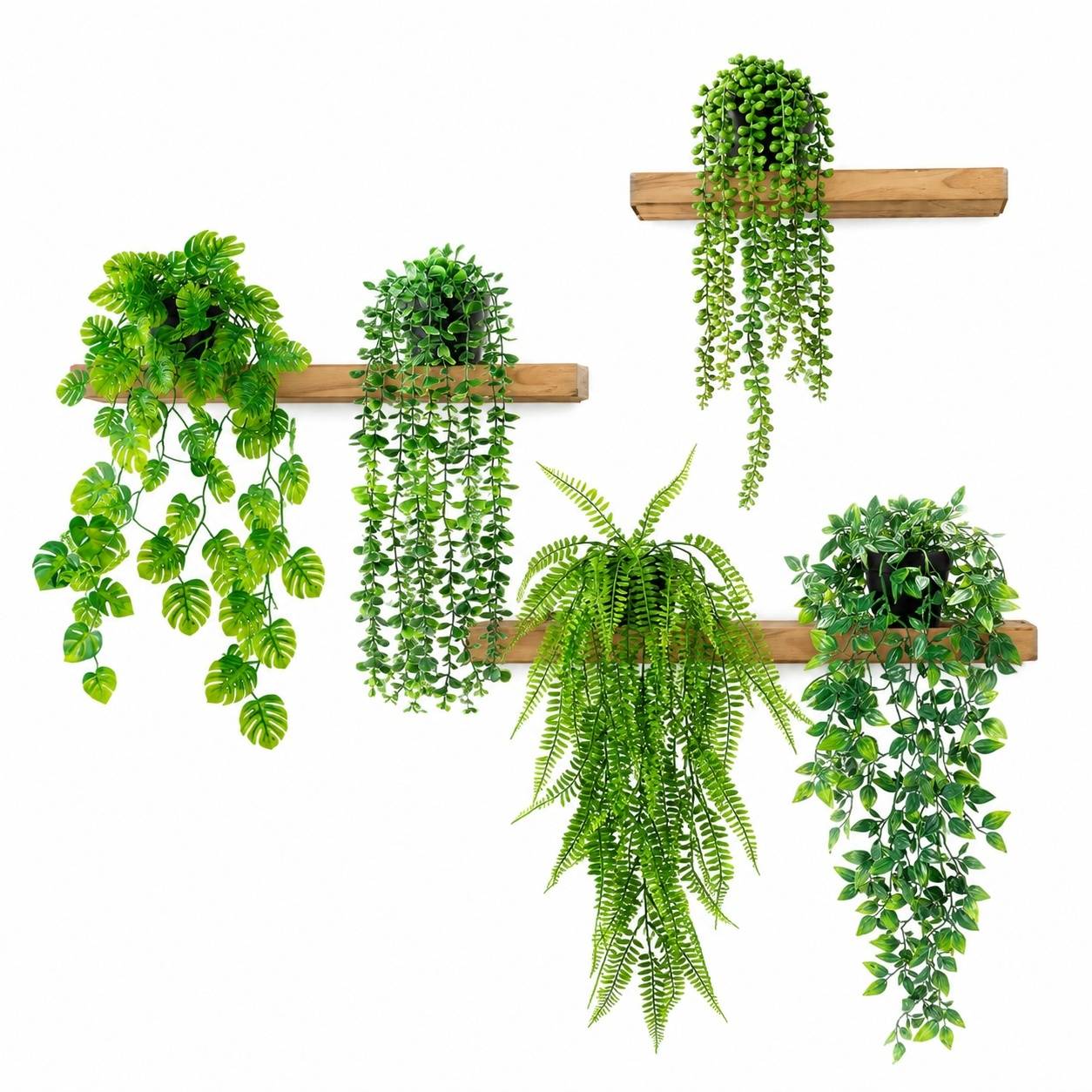 Lot de 5 Plantes Artificielles Suspendues Avec Pot Sans Entretien Réaliste Pour Intérieur