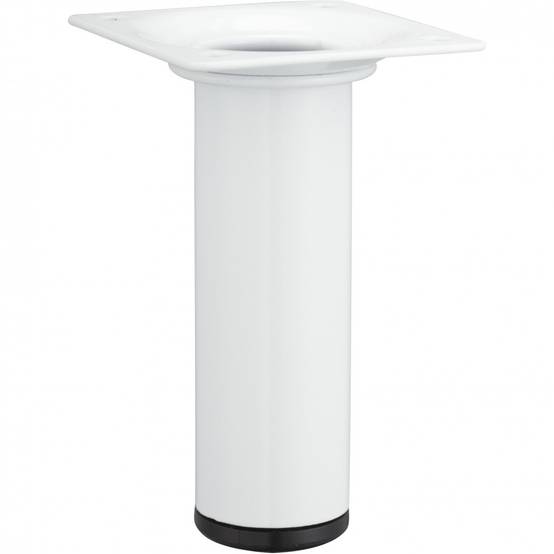 Pied de meuble cylindrique fixe acier époxy blanc, 10 cm