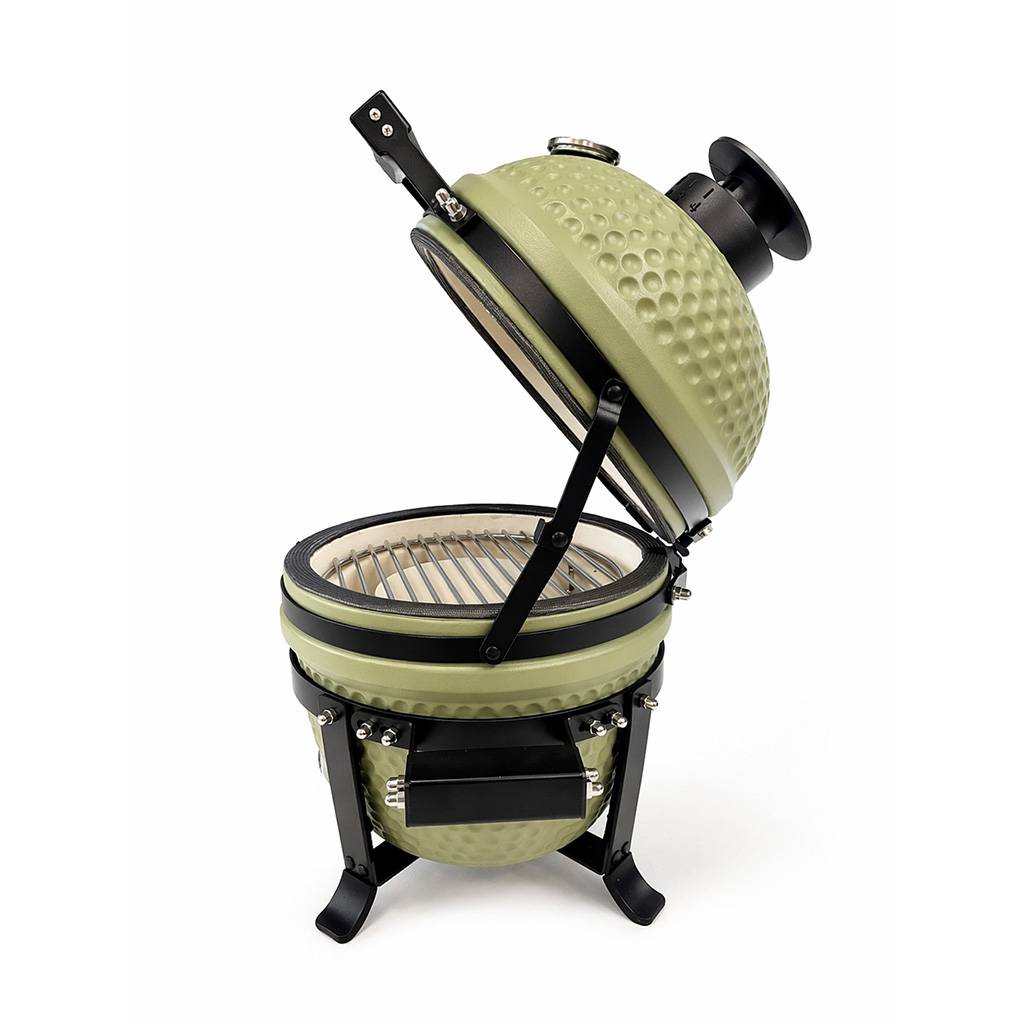 Barbecue kamado en céramique à poser Patton Premium Mini 13" - Grille Ø 27 cm - vert olive mat - Image 5