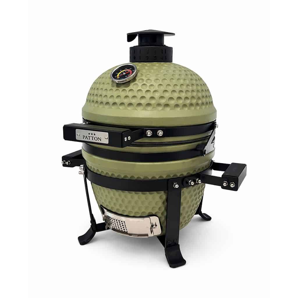 Barbecue kamado en céramique à poser Patton Premium Mini 13" - Grille Ø 27 cm - vert olive mat - Image 3