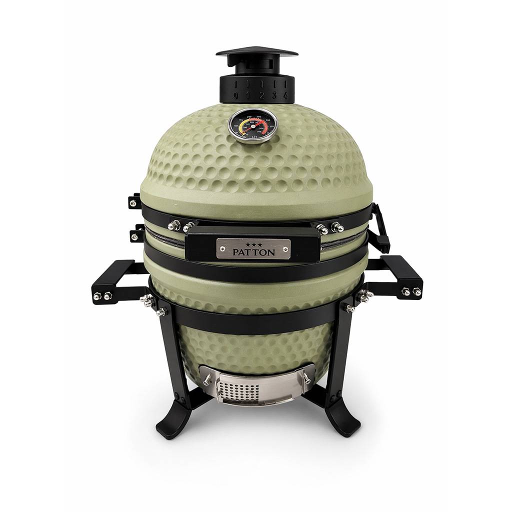 Barbecue kamado en céramique à poser Patton Premium Mini 13" - Grille Ø 27 cm - vert olive mat - Image 1