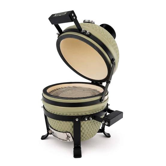 Barbecue kamado en céramique à poser Patton Premium Mini 13" - Grille Ø 27 cm - vert olive mat - Image 4