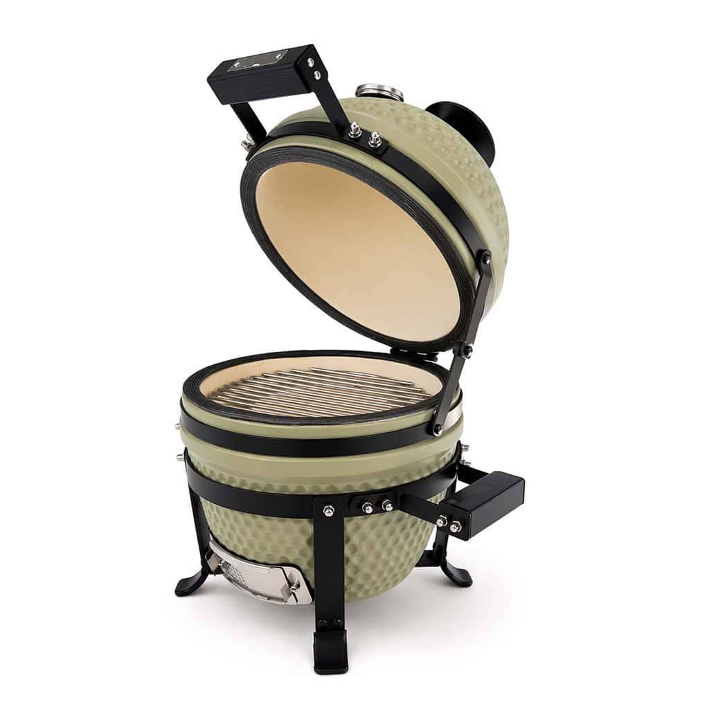Barbecue kamado en céramique à poser Patton Premium Mini 13" - Grille Ø 27 cm - vert olive mat - Image 4