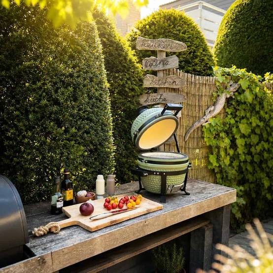 Barbecue kamado en céramique à poser Patton Premium Mini 13" - Grille Ø 27 cm - vert olive mat - Image 2