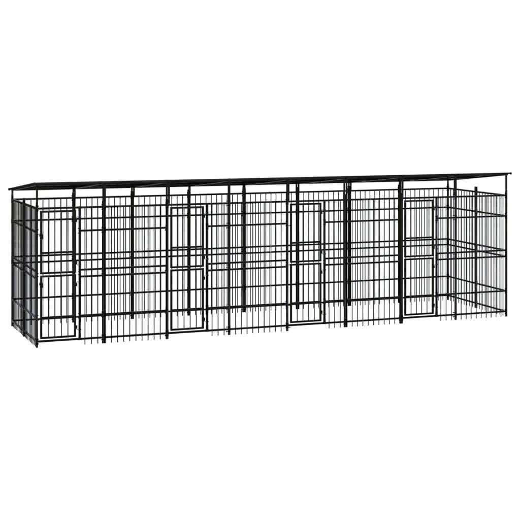 Vidaxl - Chenil d'extérieur avec toit pour chiens Acier 14,75 m² vidaXL 3098016 - Imagen 1