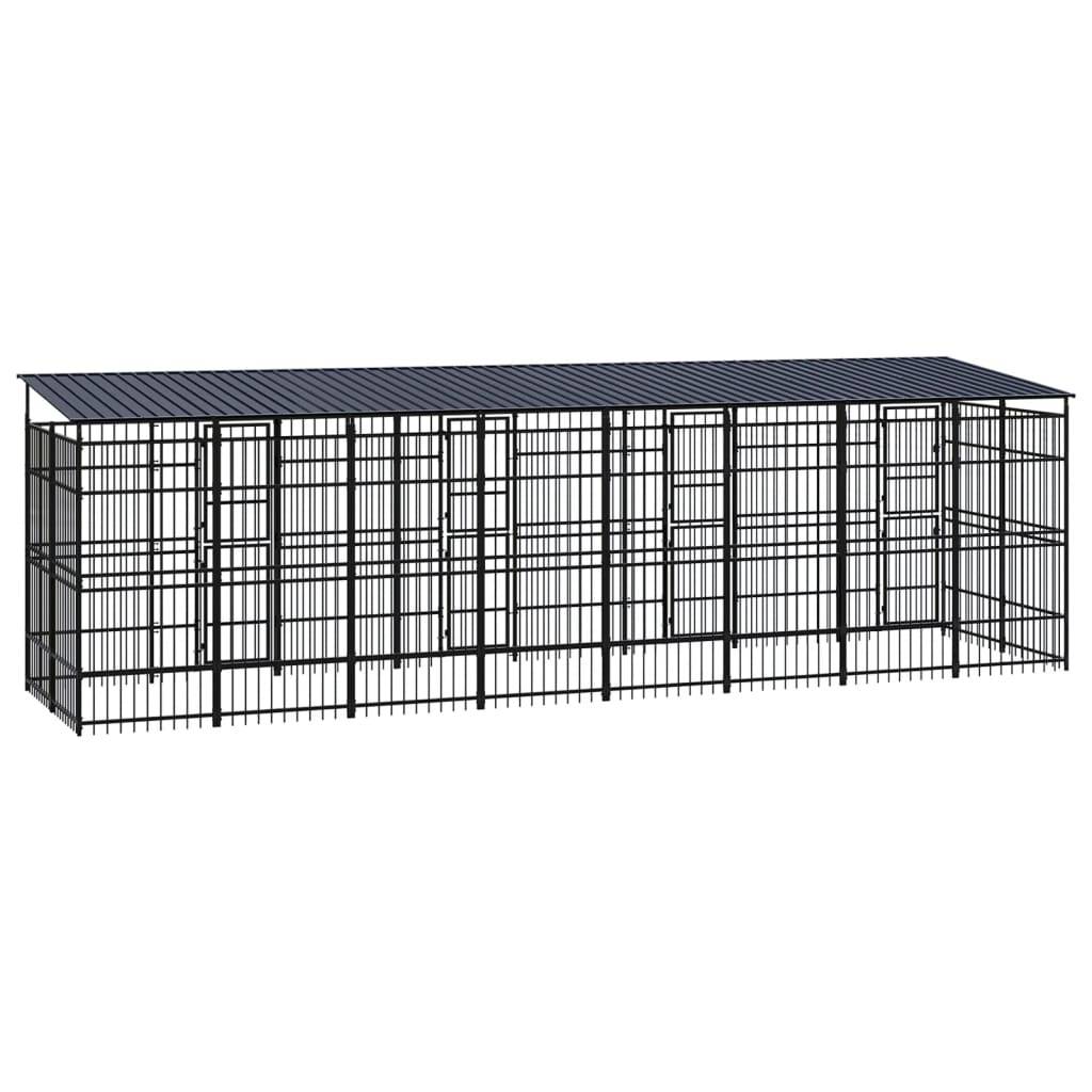 Vidaxl - Chenil d'extérieur avec toit pour chiens Acier 14,75 m² vidaXL 3098016 - Imagen 5