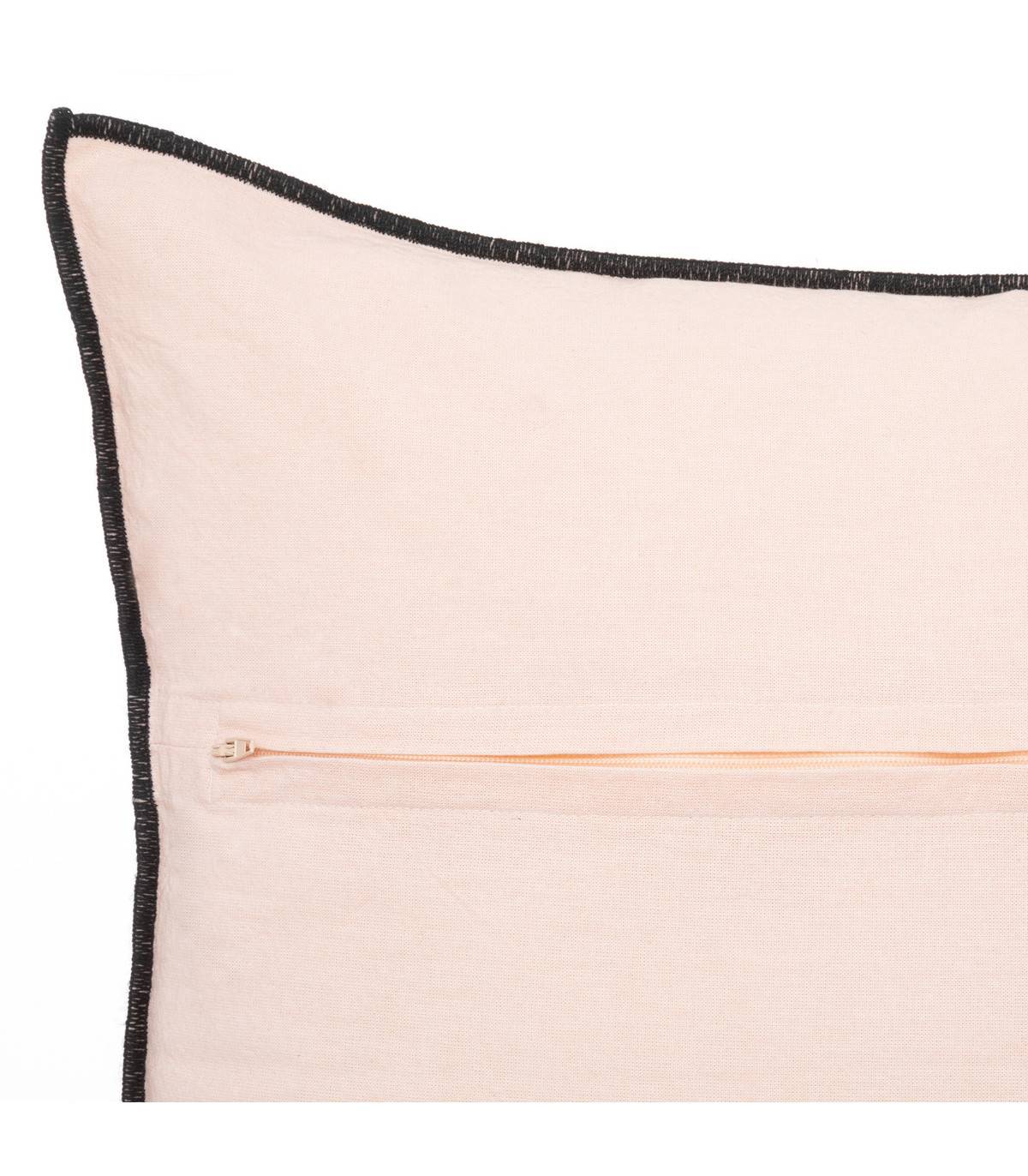Coussin décoratif déhoussable en Lin et Coton Rose 45 x 45 cm - Imagen 2