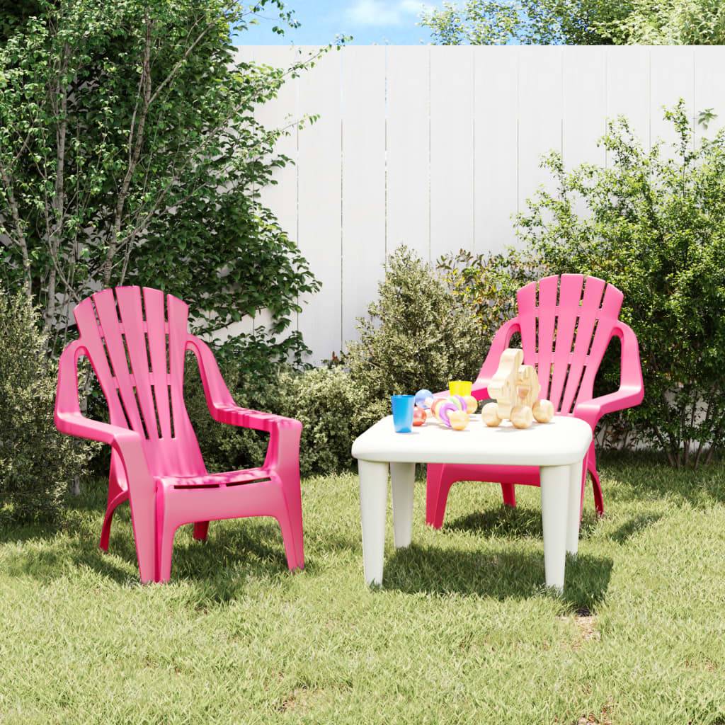 Lot de 2 Chaises de jardin pour enfants - Chaises d'extérieur - Fauteuils de jardin rose 37x34x44 cm PP - Image 2