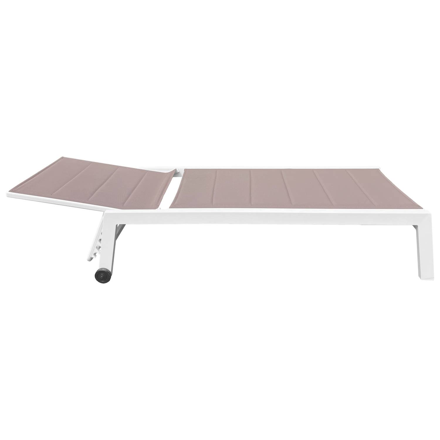 Happy Garden - Set bain de soleil et table d'appoint BARBADOS en textilène taupe - aluminium blanc - HAPPY GARDEN - Imagen 3