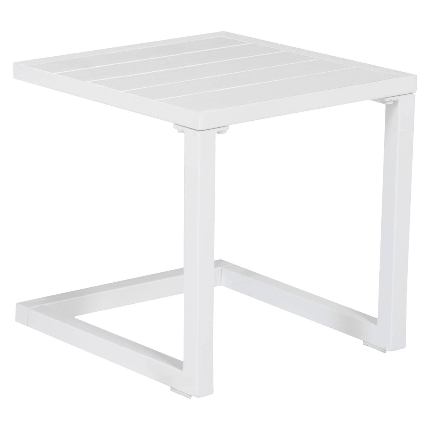 Happy Garden - Set bain de soleil et table d'appoint BARBADOS en textilène taupe - aluminium blanc - HAPPY GARDEN - Imagen 6
