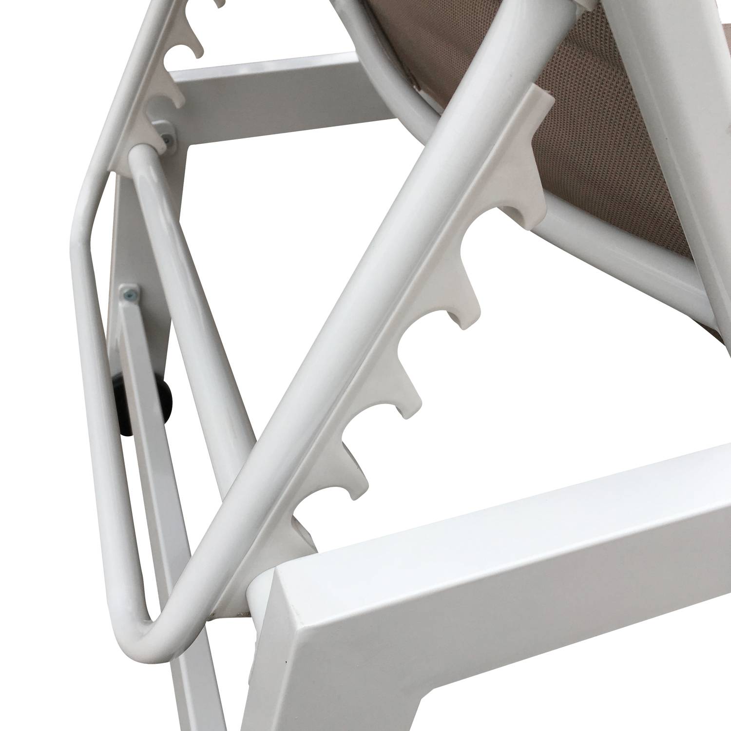 Happy Garden - Set bain de soleil et table d'appoint BARBADOS en textilène taupe - aluminium blanc - HAPPY GARDEN - Imagen 5