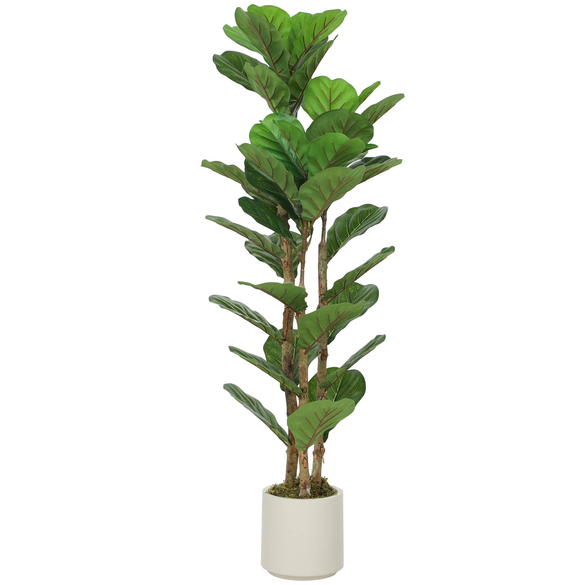 Sans Marque - Plante artificielle intérieure 120 cm Figuier lyre arbre artificiel avec pot en plastique et tronc en bois massif, vert - Image 1