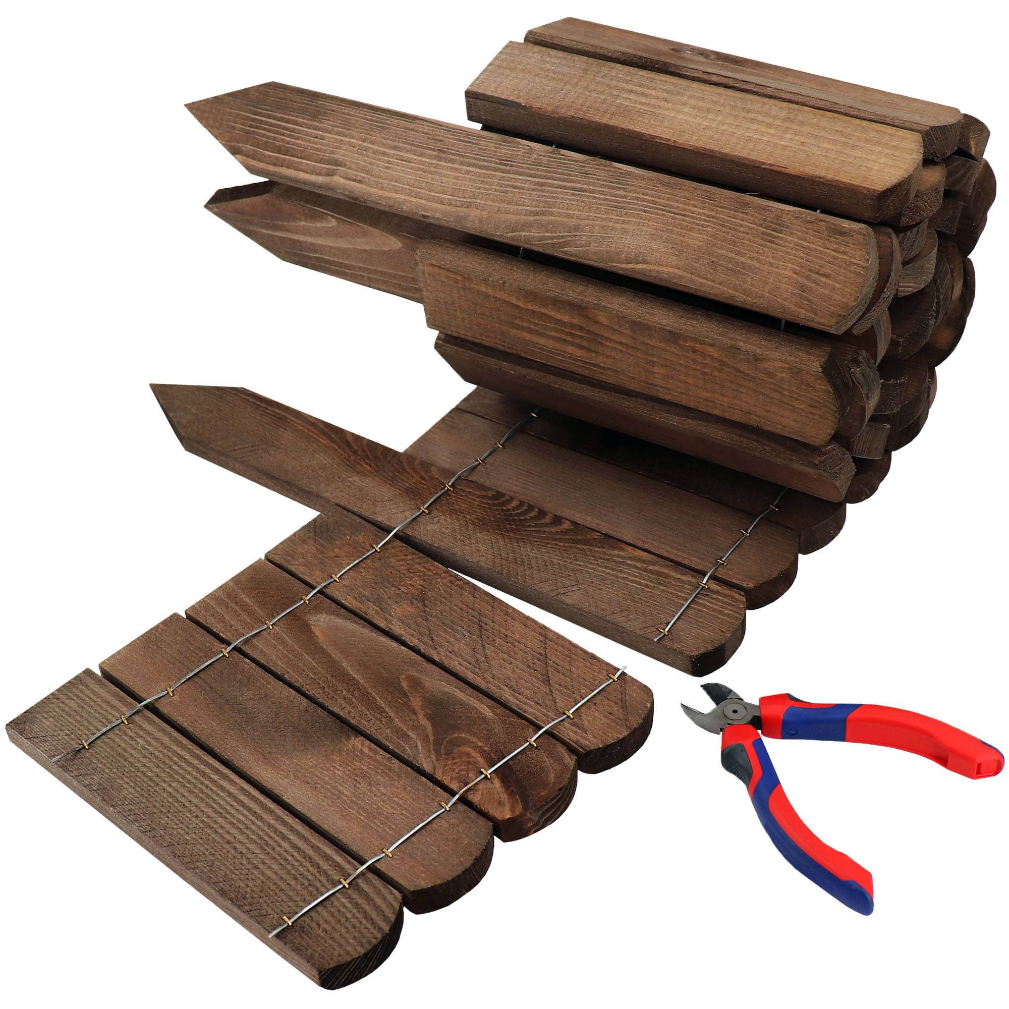 3x Clôture bois rouleau Marron 20x200 cm – Bordure jardin flexible, séparation pelouse et plates-bandes - Image 6