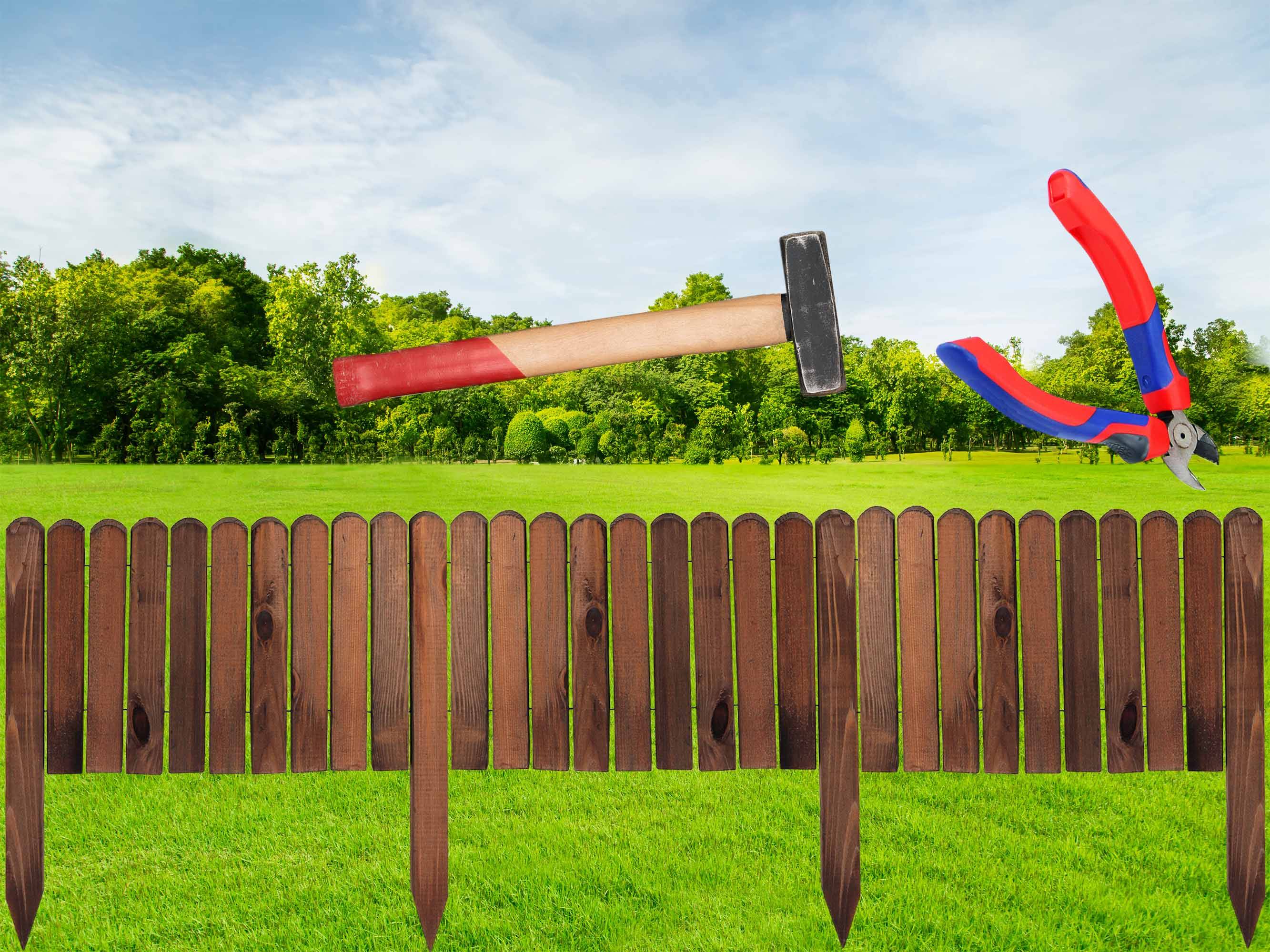 3x Clôture bois rouleau Marron 20x200 cm – Bordure jardin flexible, séparation pelouse et plates-bandes - Image 9
