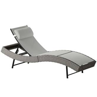 Bain de soleil résine tressée et acier gris 198 x 61 x 44 cm - PANGIVO